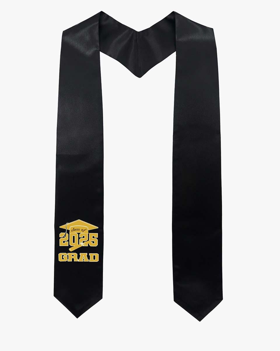 Class of 2025 Adults Imprinted Graduation Stoles with Classic End - 2 Colors Available - Graduation Gown and Cap