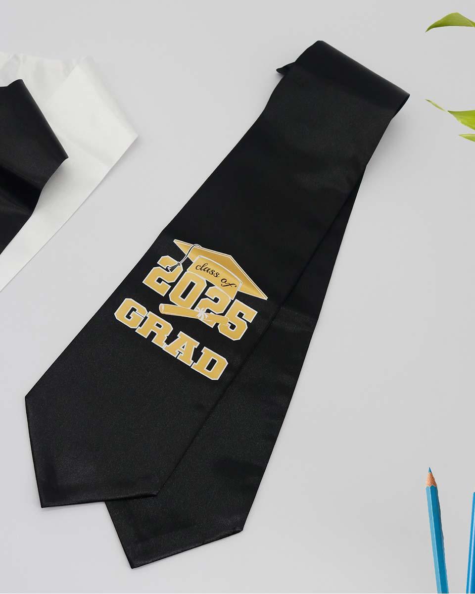 Class of 2025 Adults Imprinted Graduation Stoles with Classic End - 2 Colors Available - Graduation Gown and Cap