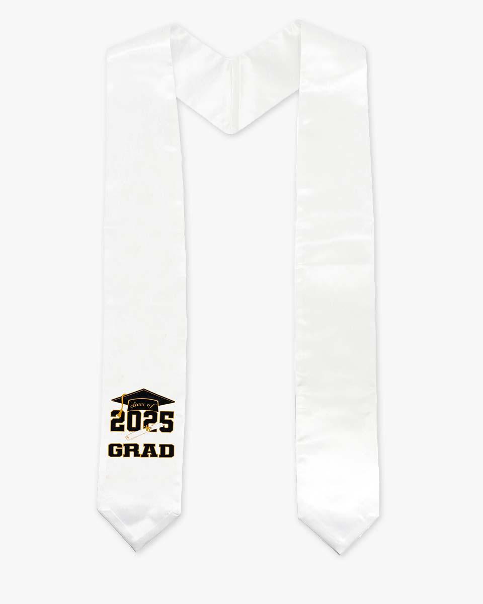 Class of 2025 Adults Imprinted Graduation Stoles with Classic End - 2 Colors Available - Graduation Gown and Cap