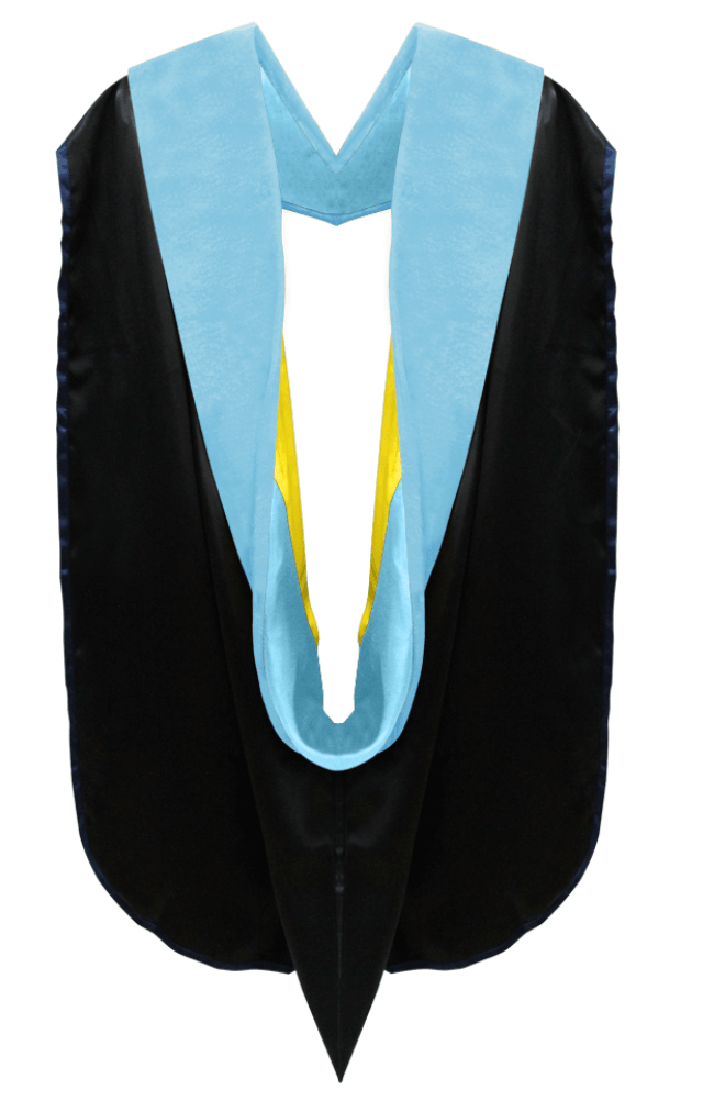 Doctor of Education Hood - Light Blue & Gold - Graduation Gown and Cap