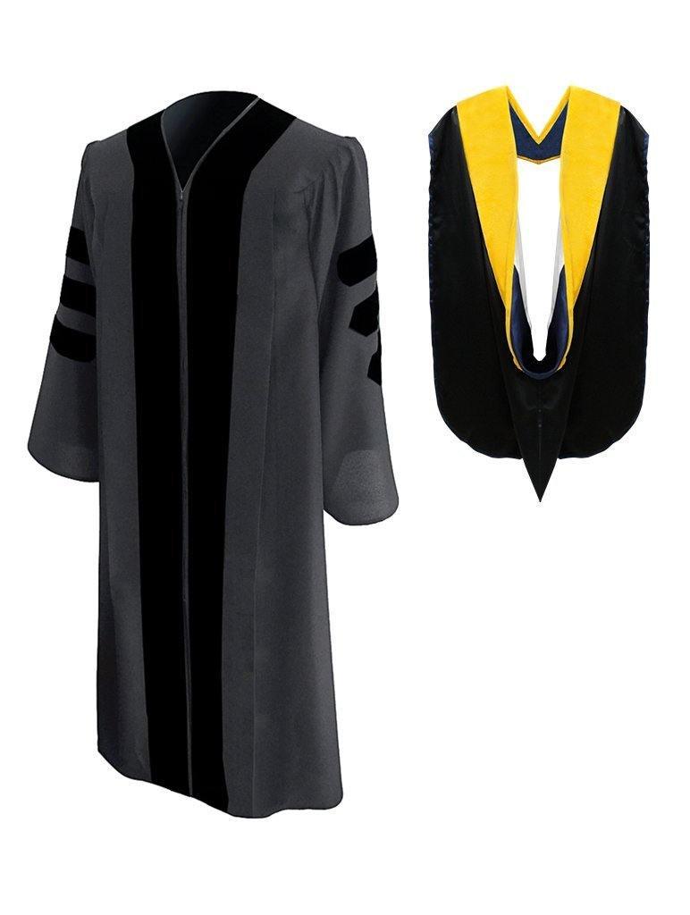 Classic Doctoral Gown & Hood Package - Graduation Gown and Cap