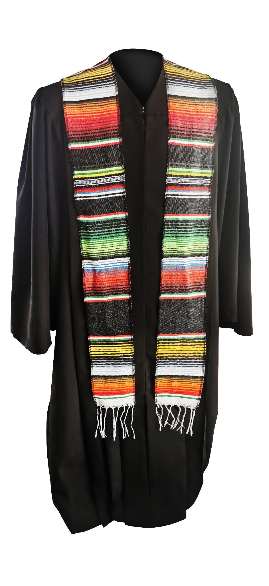 Black Mexican Serape Graduation Stole/Sash - Graduation Gown and Cap