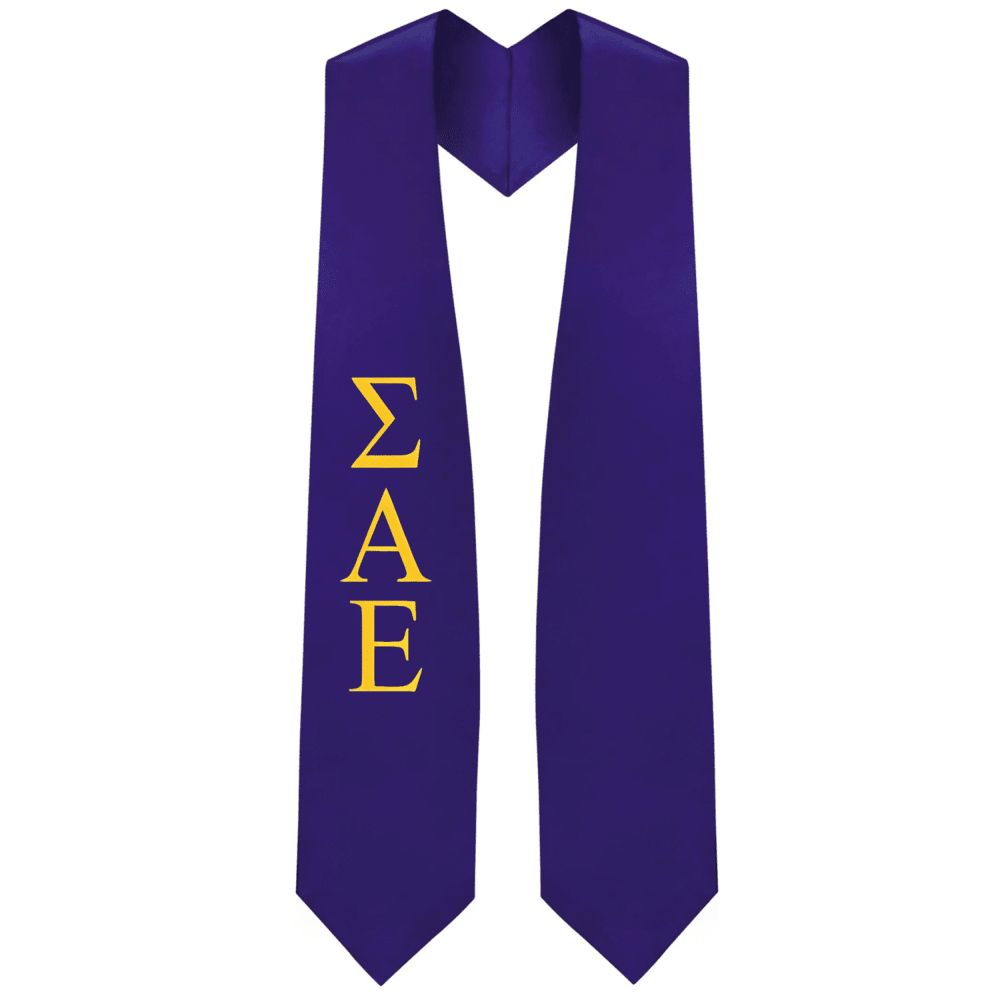 Sigma Alpha Epsilon Greek Lettered Stole - Graduation Gown and Cap