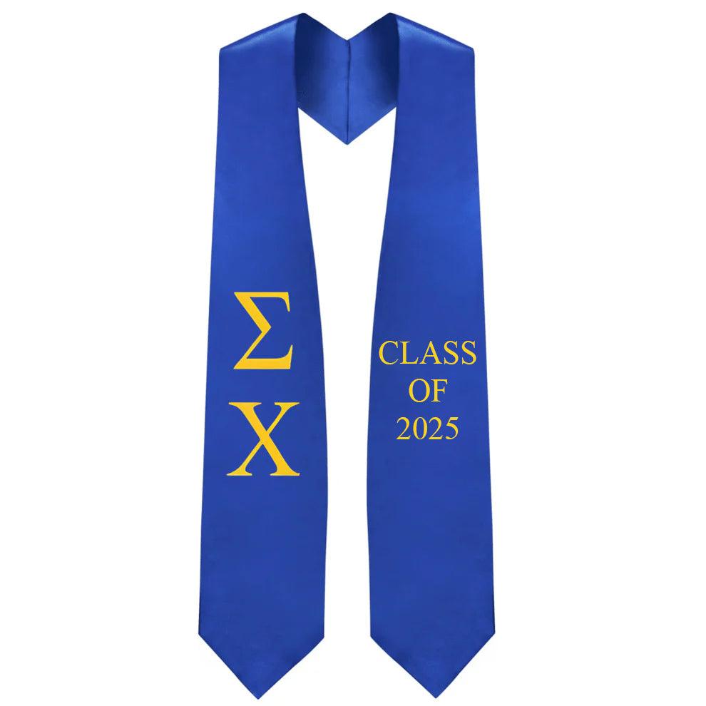 Sigma Chi Lettered Stole W/ Year - Graduation Gown and Cap