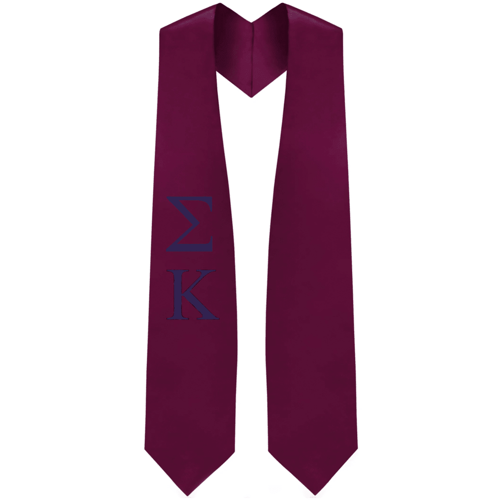 Sigma Kappa Greek Lettered Stole - Graduation Gown and Cap