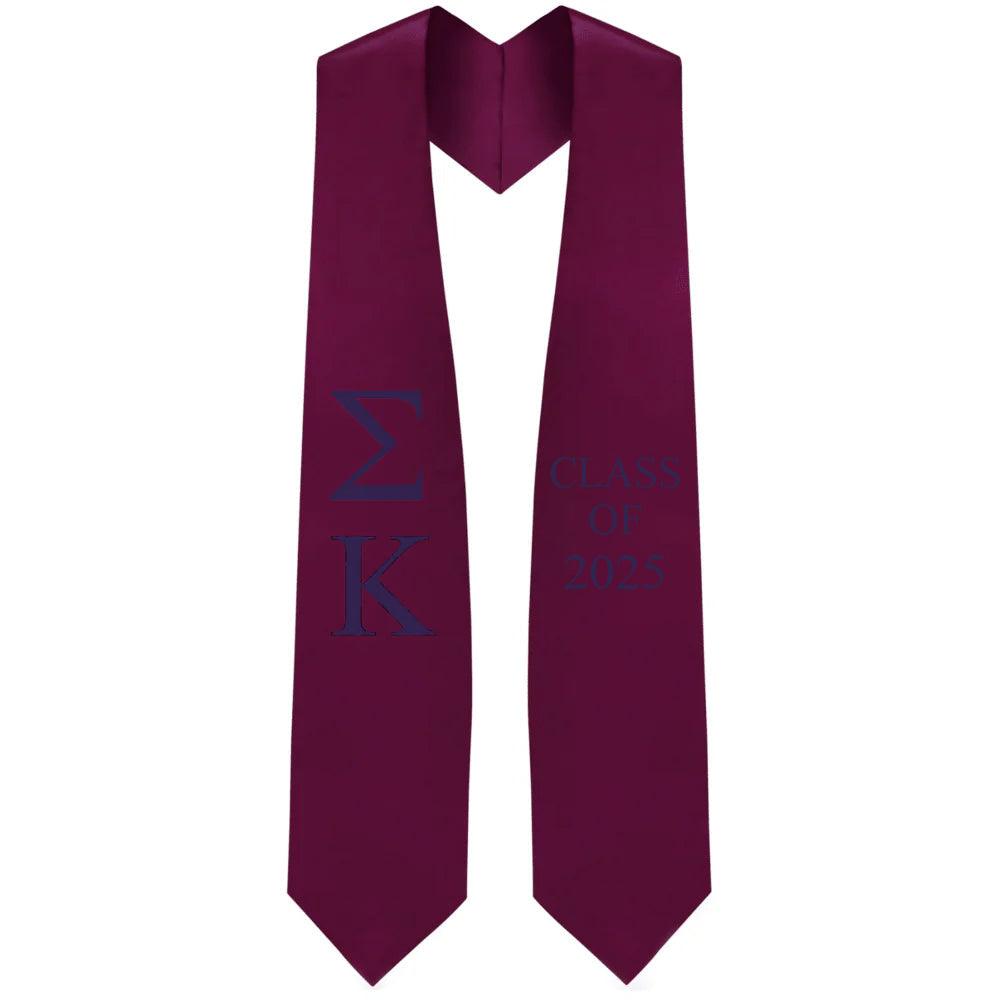 Sigma Kappa Lettered Stole W/ Year - Graduation Gown and Cap