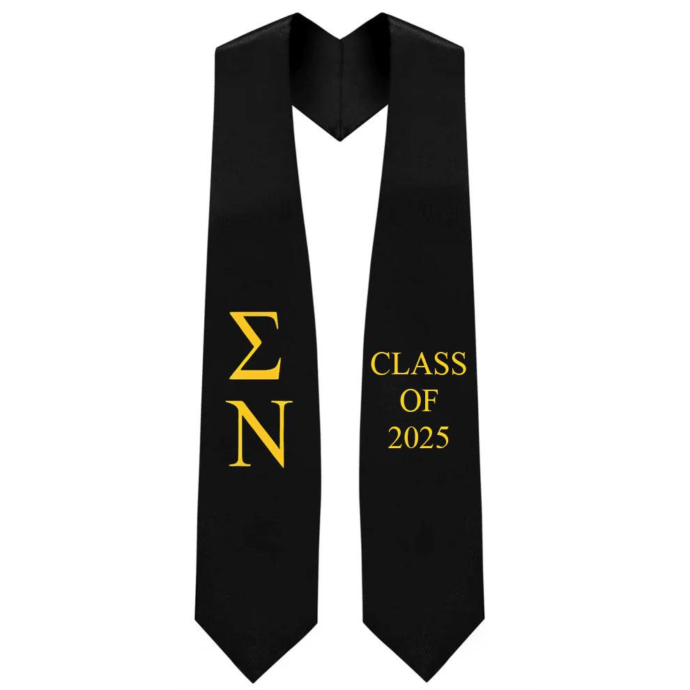 Sigma Nu Lettered Stole W/ Year - Graduation Gown and Cap