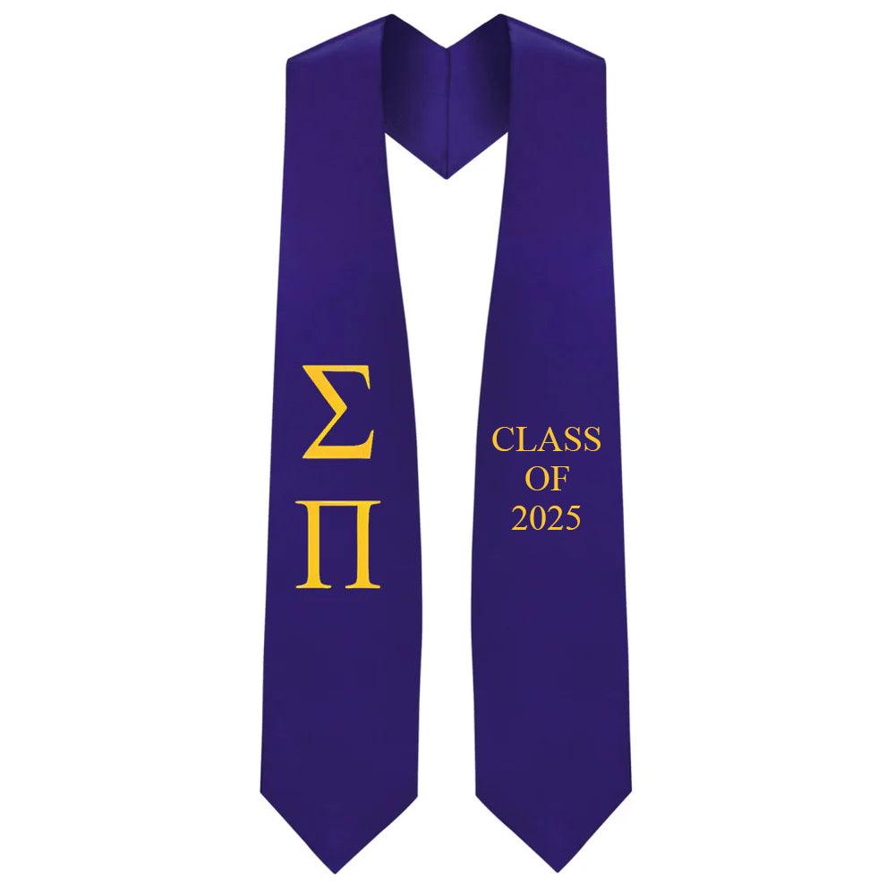 Sigma Pi Lettered Stole W/ Year - Graduation Gown and Cap