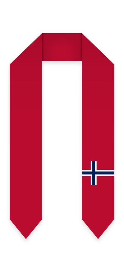 Norway Graduation Stole - Norwegian Flag Sash - Graduation Gown and Cap