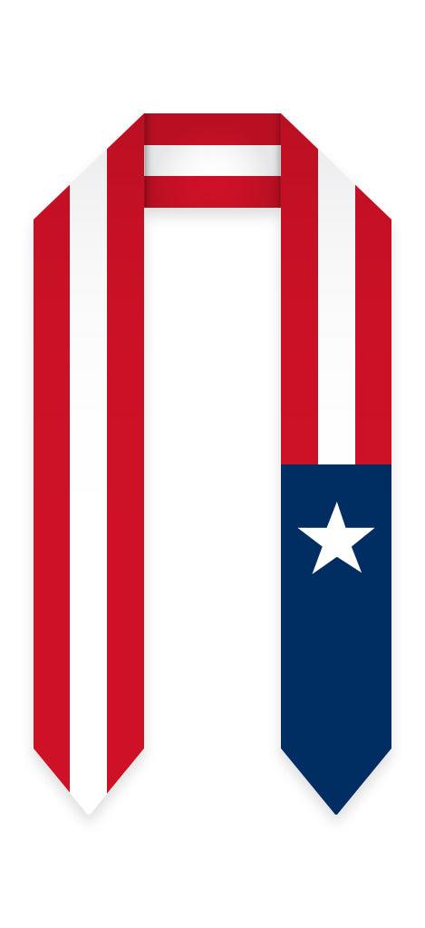 Puerto Rico Graduation Stole - Puerto Rico Flag Sash - Graduation Gown and Cap
