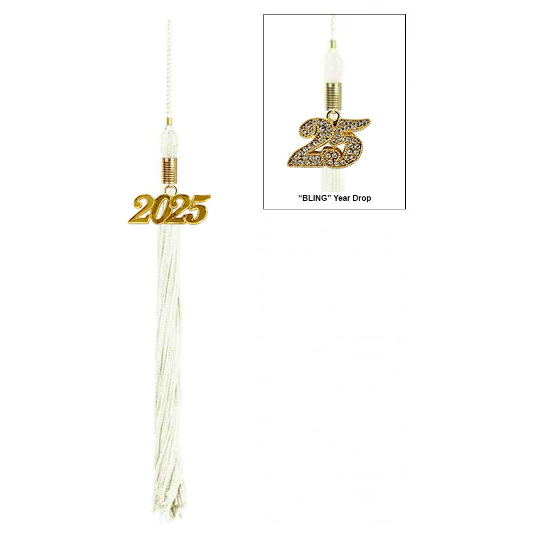 Shiny White Junior High/Middle School Cap & Tassel - Graduation Gown and Cap