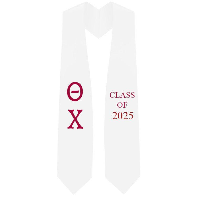 Theta Chi Lettered Stole W/ Year - Graduation Gown and Cap