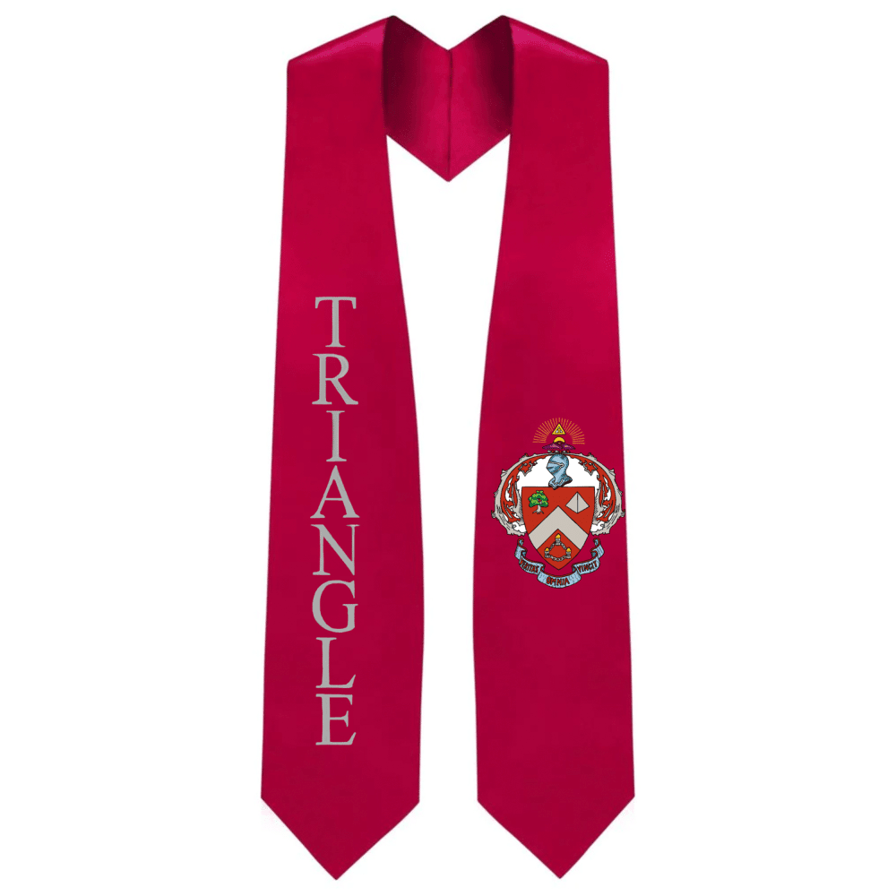 Triangle Greek Lettered Graduation Stole W/ Crest - Graduation Gown and Cap