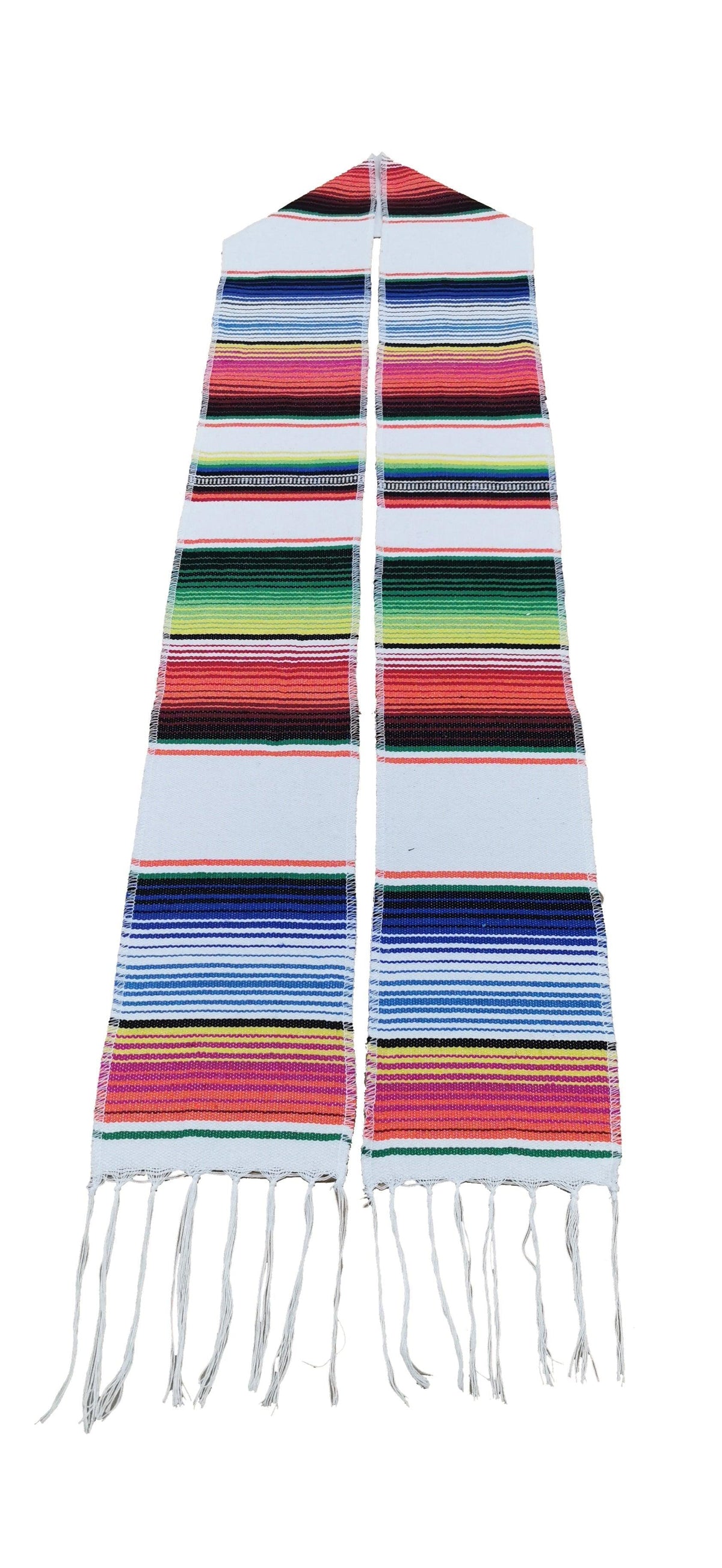 White Mexican Serape Graduation Stole/Sash - Graduation Gown and Cap