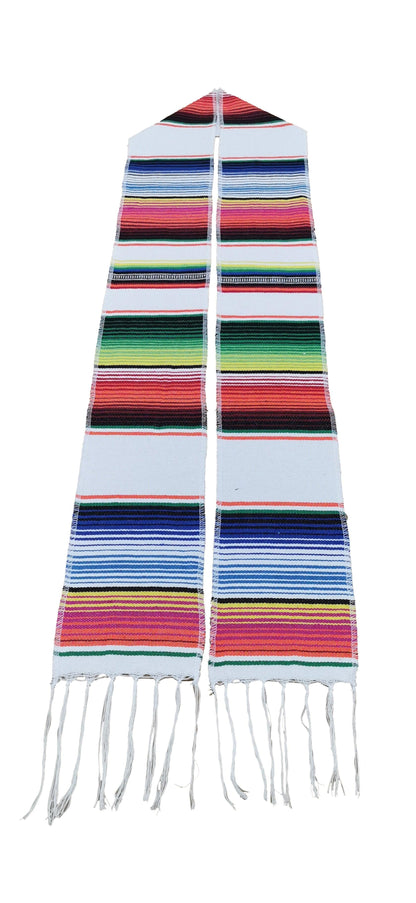 White Mexican Serape Graduation Stole/Sash - Graduation Gown and Cap