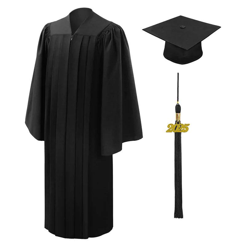 Deluxe Black Bachelors Graduation Cap and Gown - Graduation Gown and Cap