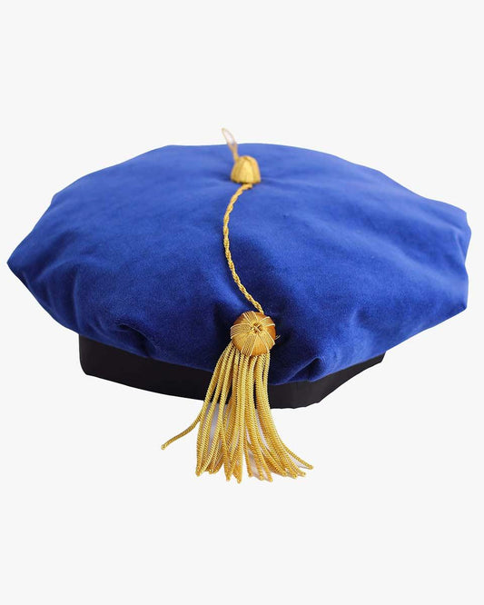 Blue Deluxe Doctorate Tam – 6-8 Sided Available - Graduation Gown and Cap