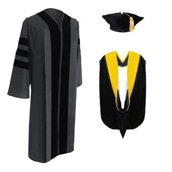 Classic Doctoral Tam, Gown & Hood Package - Graduation Gown and Cap