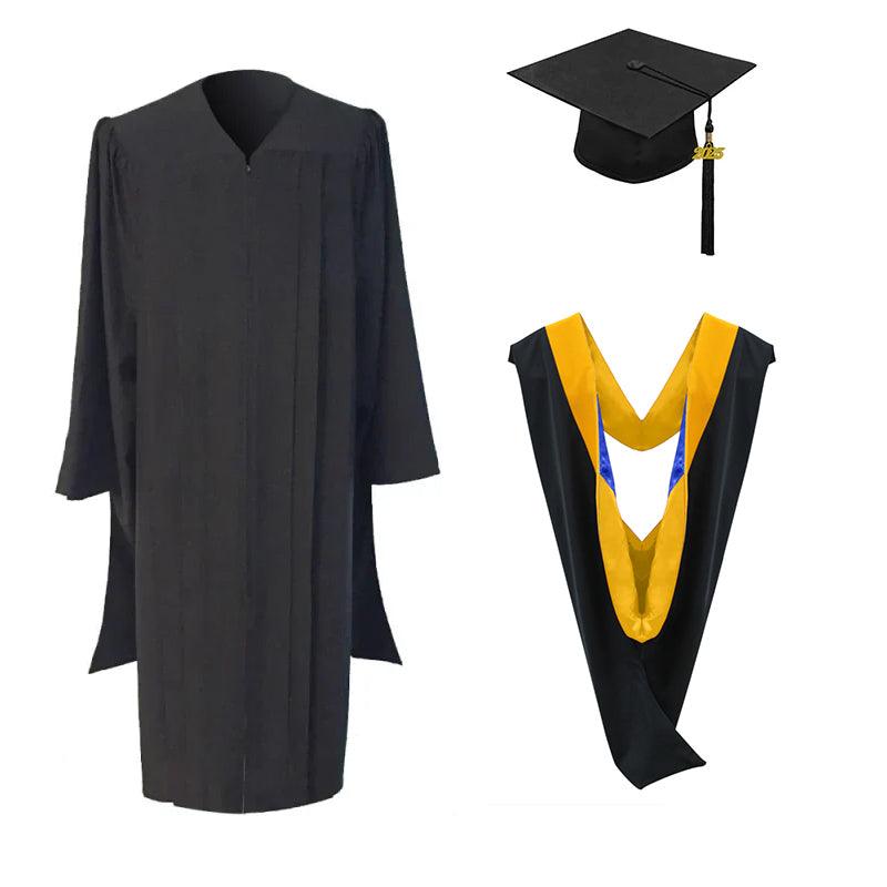 Masters Cap, Gown & Hood Package for Michigan University Graduation - Graduation Gown and Cap