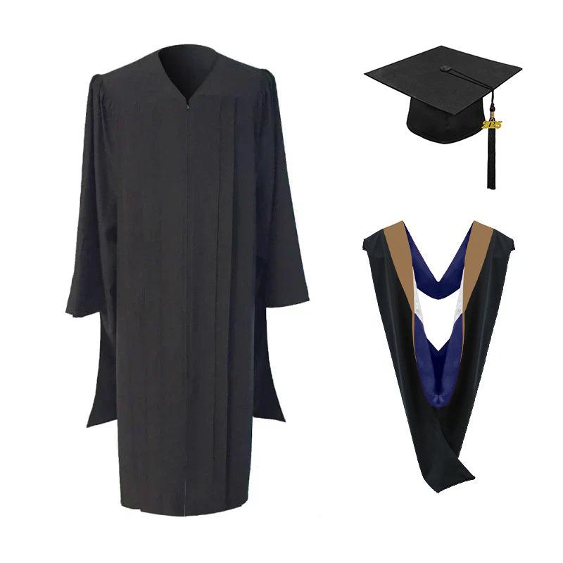 Masters Cap, Gown & Hood Package for Simmons University Graduation - Graduation Gown and Cap
