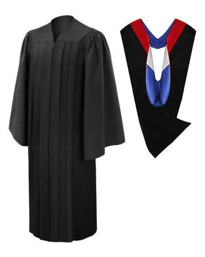 Deluxe Black Bachelors Academic Gown & Hood Package - Graduation Gown and Cap