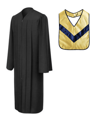 Matte Black Associates Gown & Hood Package - Graduation Gown and Cap