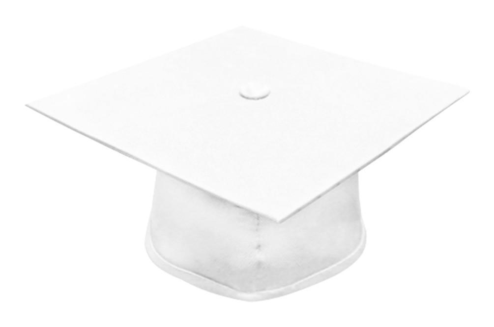 Matte White High School Cap - Graduation Gown and Cap