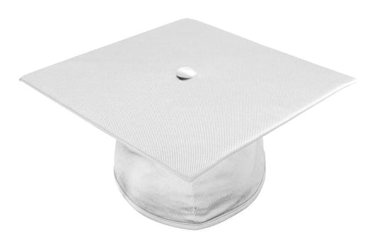 Shiny White High School Cap - Graduation Gown and Cap