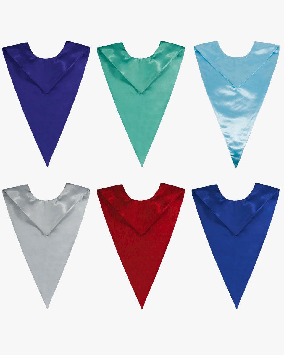 Traditional One Color V Stoles - 10 Colors Available - Graduation Gown and Cap