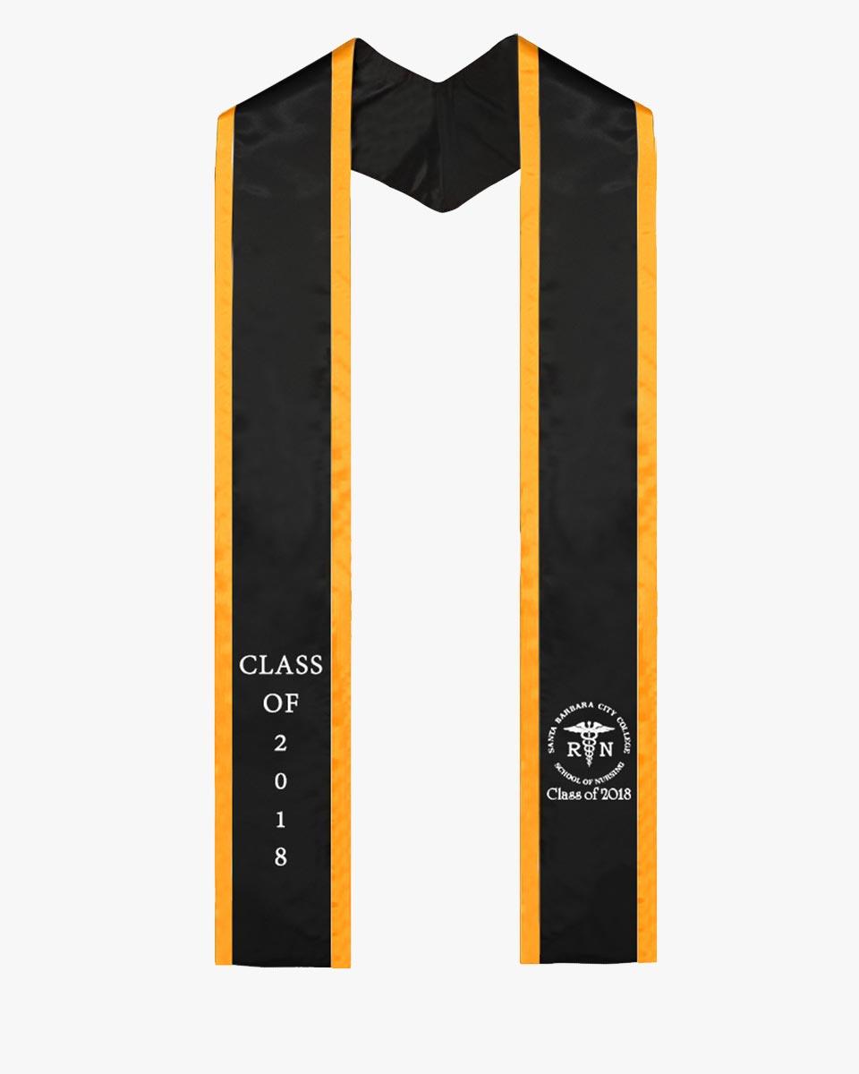 Custom Plain-end Honor Stole with Trim - Graduation Gown and Cap
