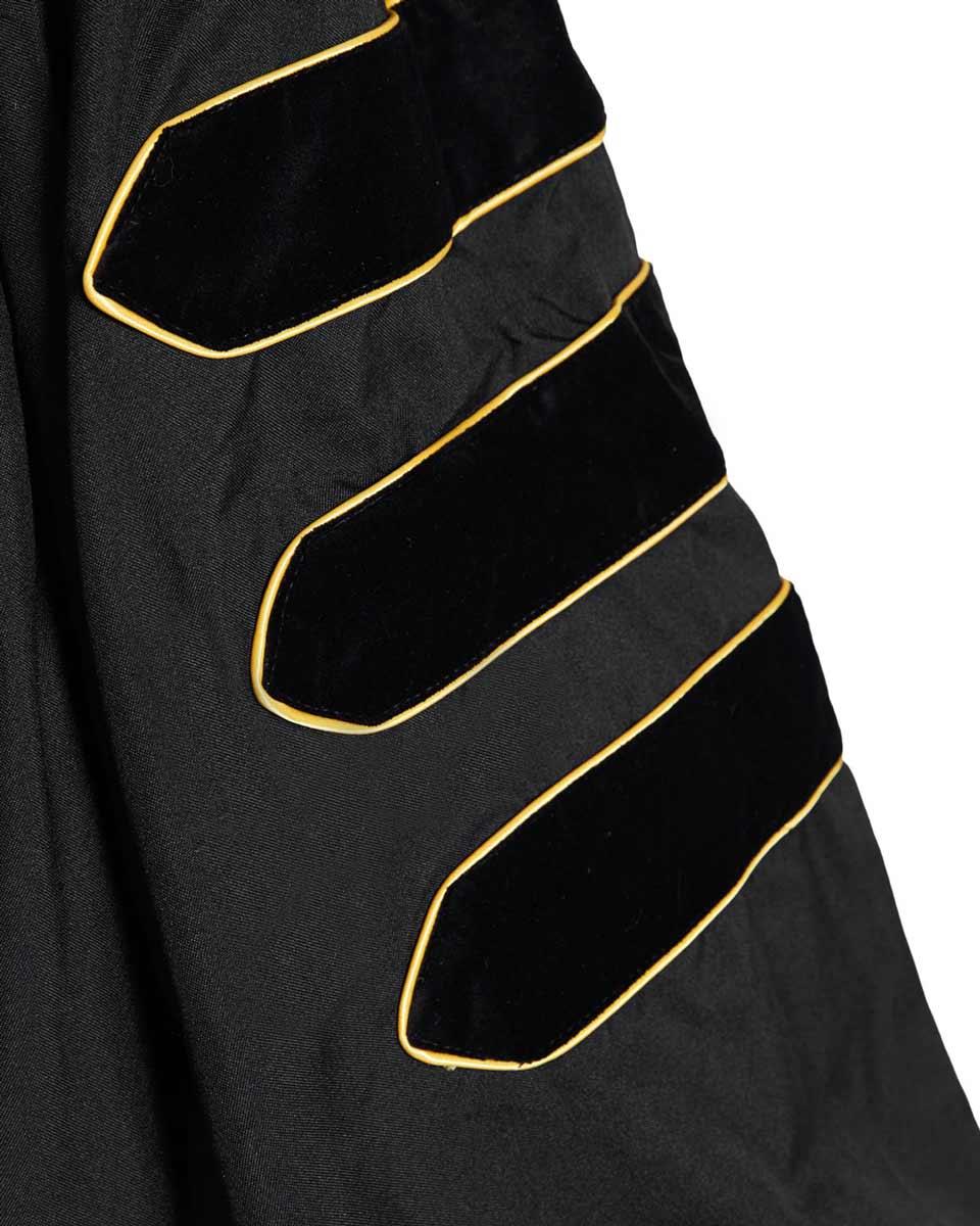 Deluxe Doctoral Gown Tam - Black Trim with Gold Piping - Graduation Gown and Cap