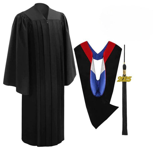 Deluxe Black Bachelors Graduation Gown & Hood Package - Graduation Gown and Cap