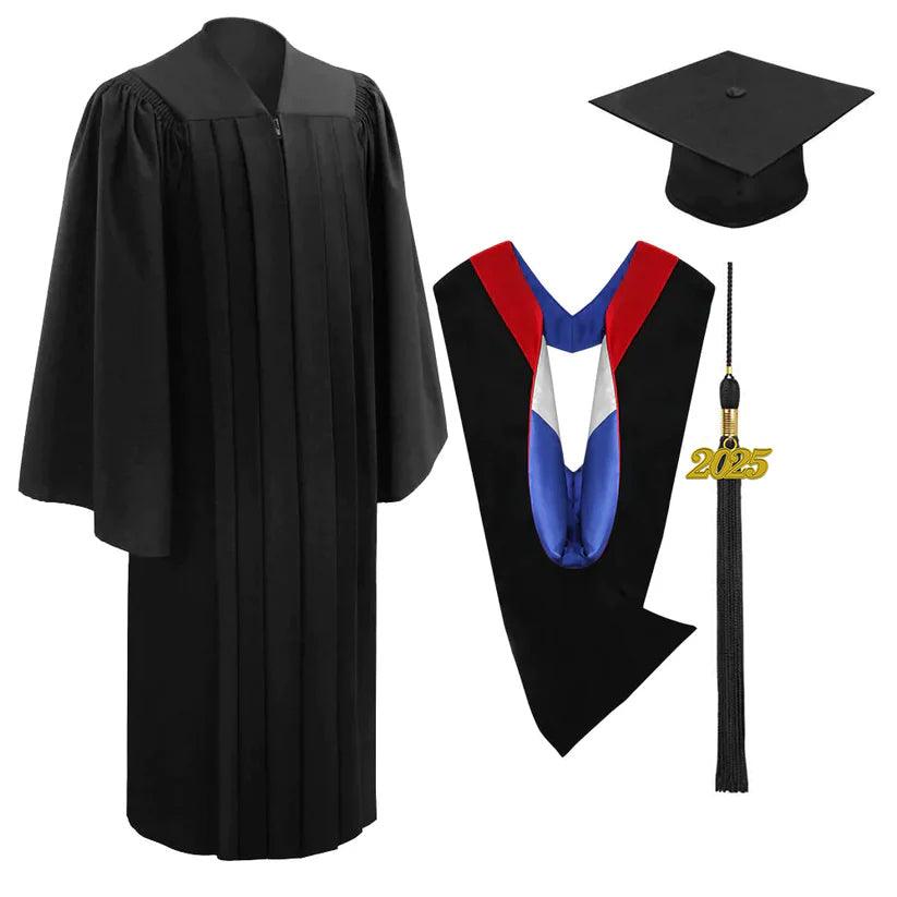 Deluxe Black Bachelors Graduation Cap, Gown & Hood Package-Custom Personalization - Graduation Gown and Cap