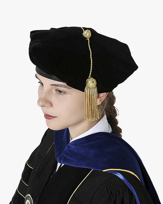 Black Deluxe Doctorate Tam – 4-6-8 Sided Available - Graduation Gown and Cap