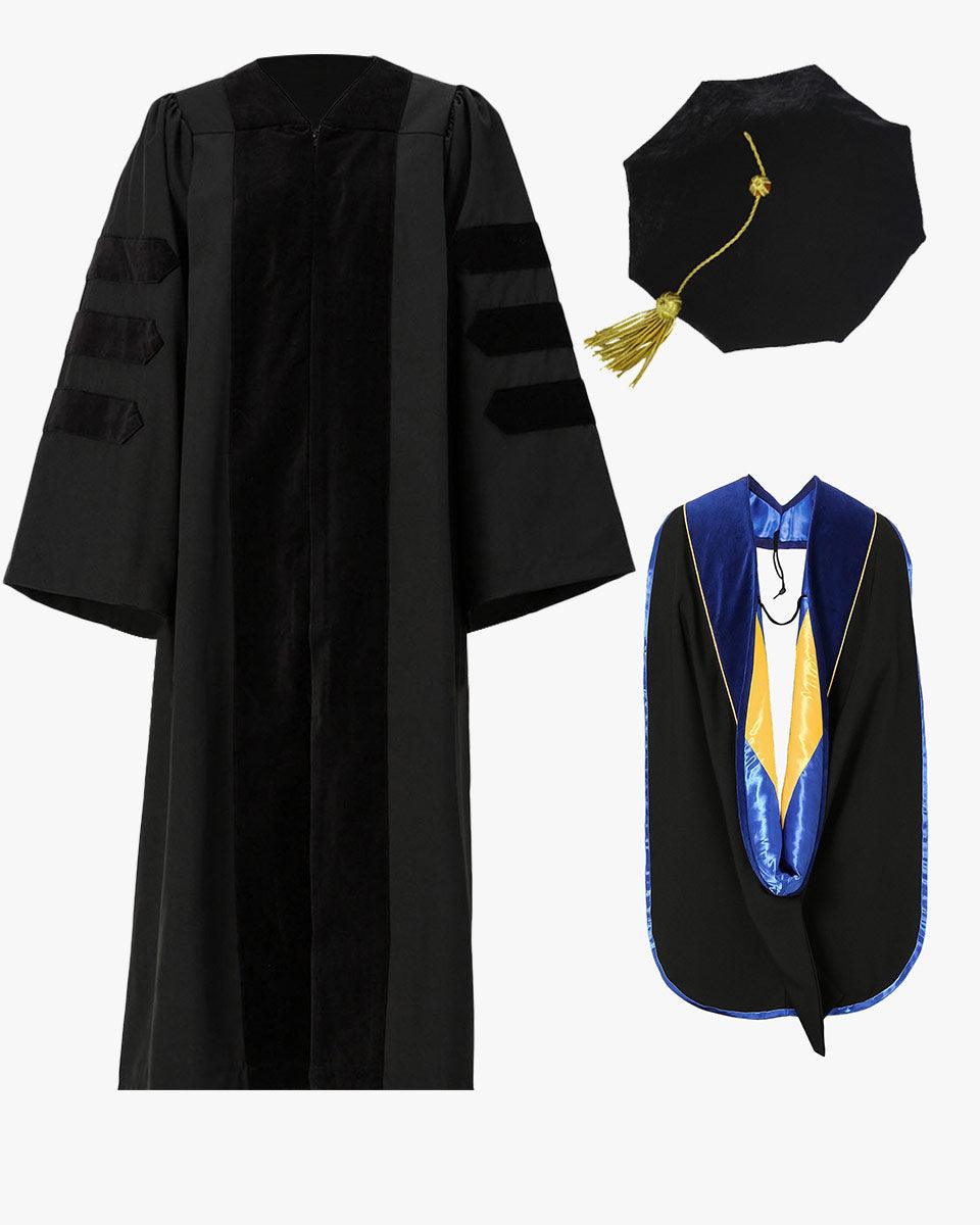 Economy Doctoral Graduation Gown, Tam & Hood Package - Graduation Gown and Cap