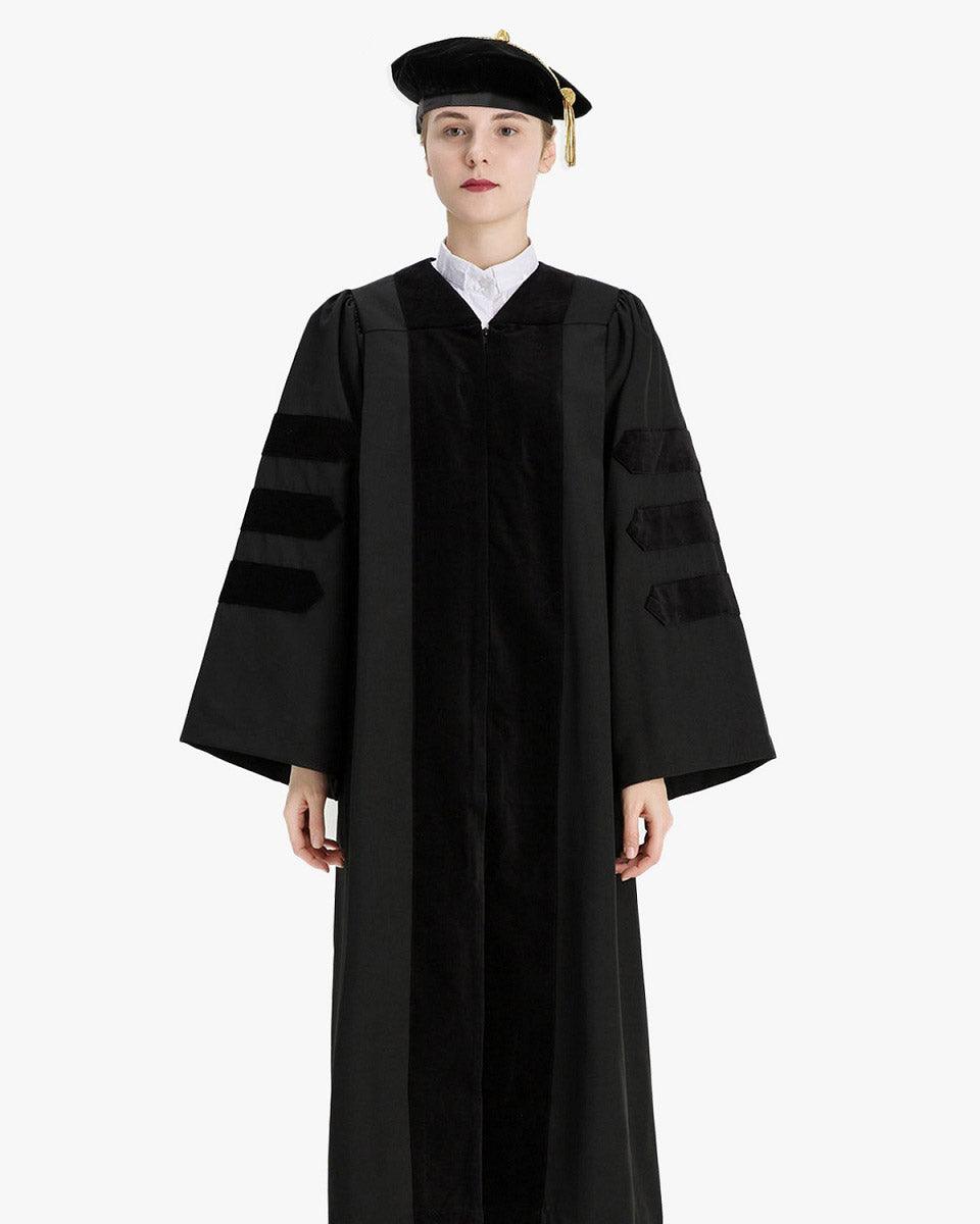 Economy Doctoral Graduation Gown, Tam & Hood Package - Graduation Gown and Cap