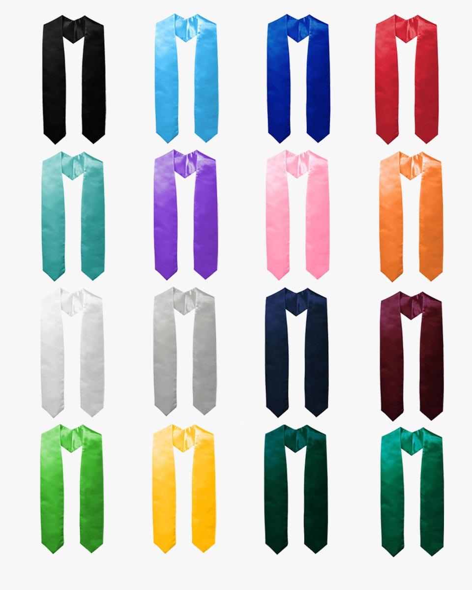 Plain Graduation Stole - 16 Colors Available - Graduation Gown and Cap