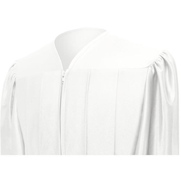 Shiny White High School Gown - Graduation Gown and Cap