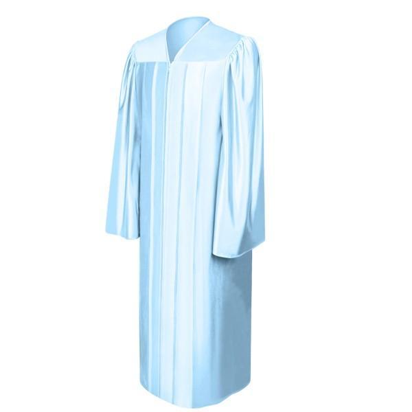 Shiny Light Blue Junior High/Middle School Gown - Graduation Gown and Cap