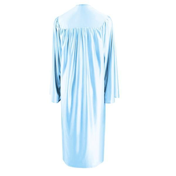 Shiny Light Blue High School Gown - Graduation Gown and Cap