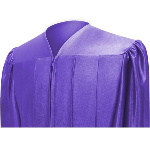 Shiny Purple High School Gown - Graduation Gown and Cap