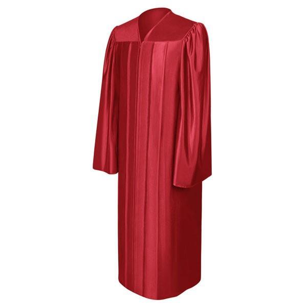 Shiny Red High School Gown - Graduation Gown and Cap