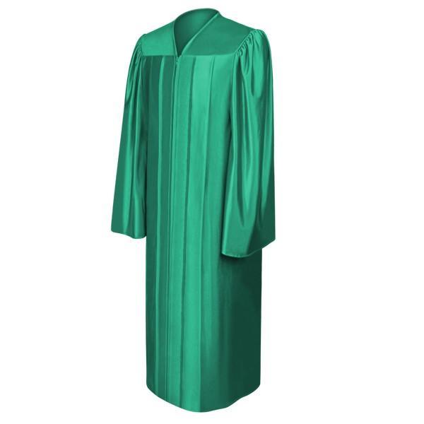 Shiny Emerald Green High School Gown - Graduation Gown and Cap