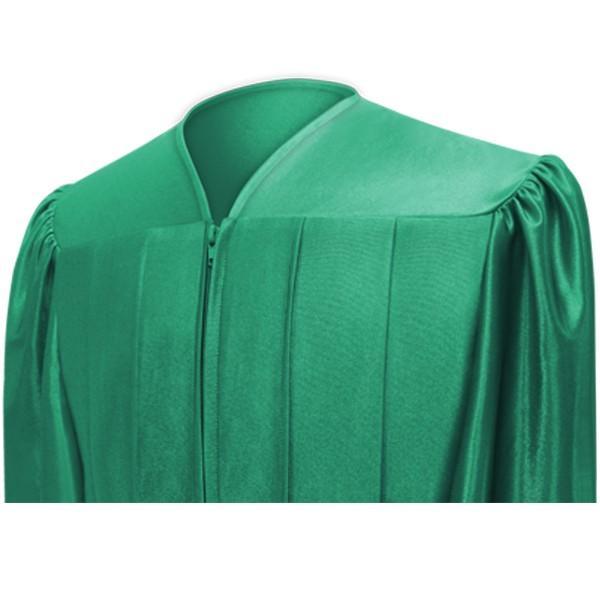 Shiny Emerald Green High School Gown - Graduation Gown and Cap