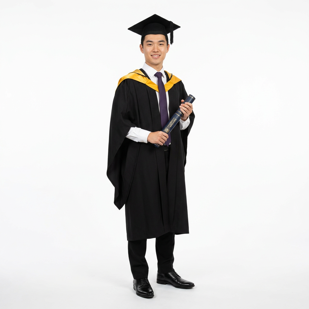 The University of Adelaide Bachelor Male Graduate Model Full Length Lookbook Shot