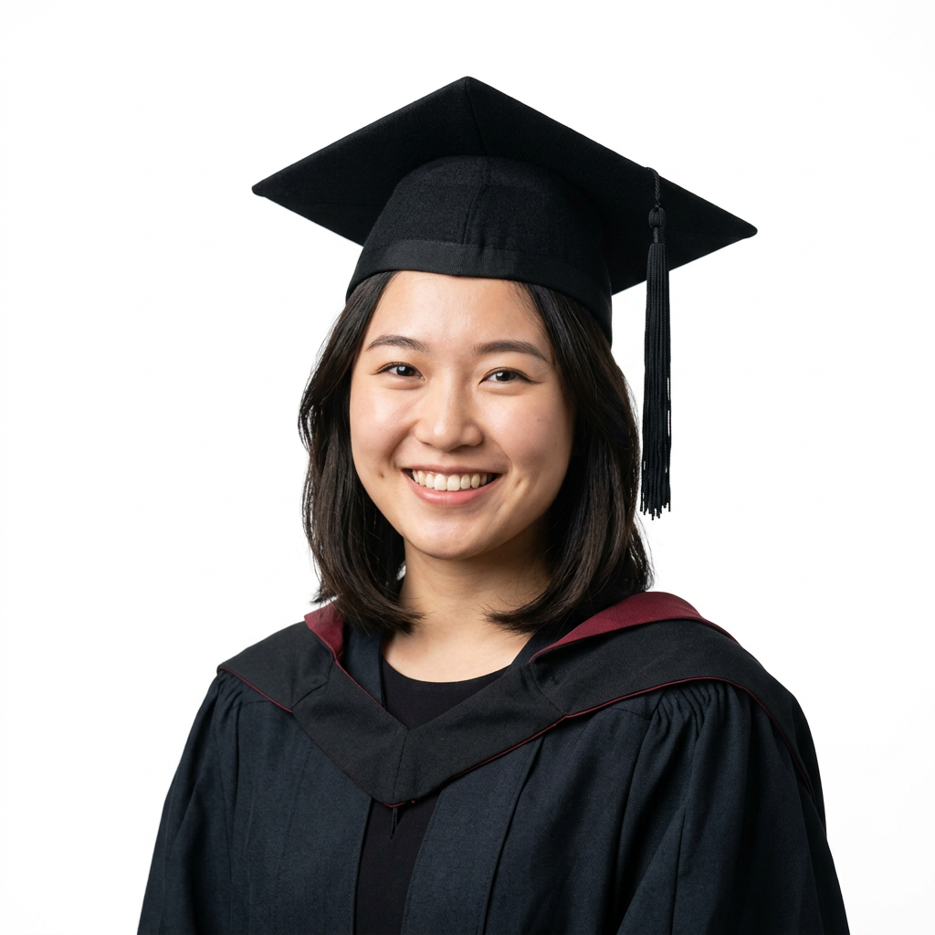Smiling Graduate Model Wearing Classic Black Mortarboard Cap