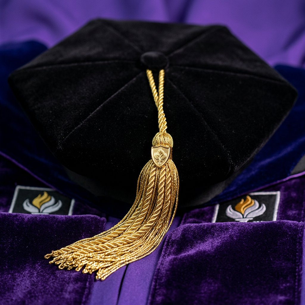 Doctoral Tam with Gold Bullion Tassel Detail