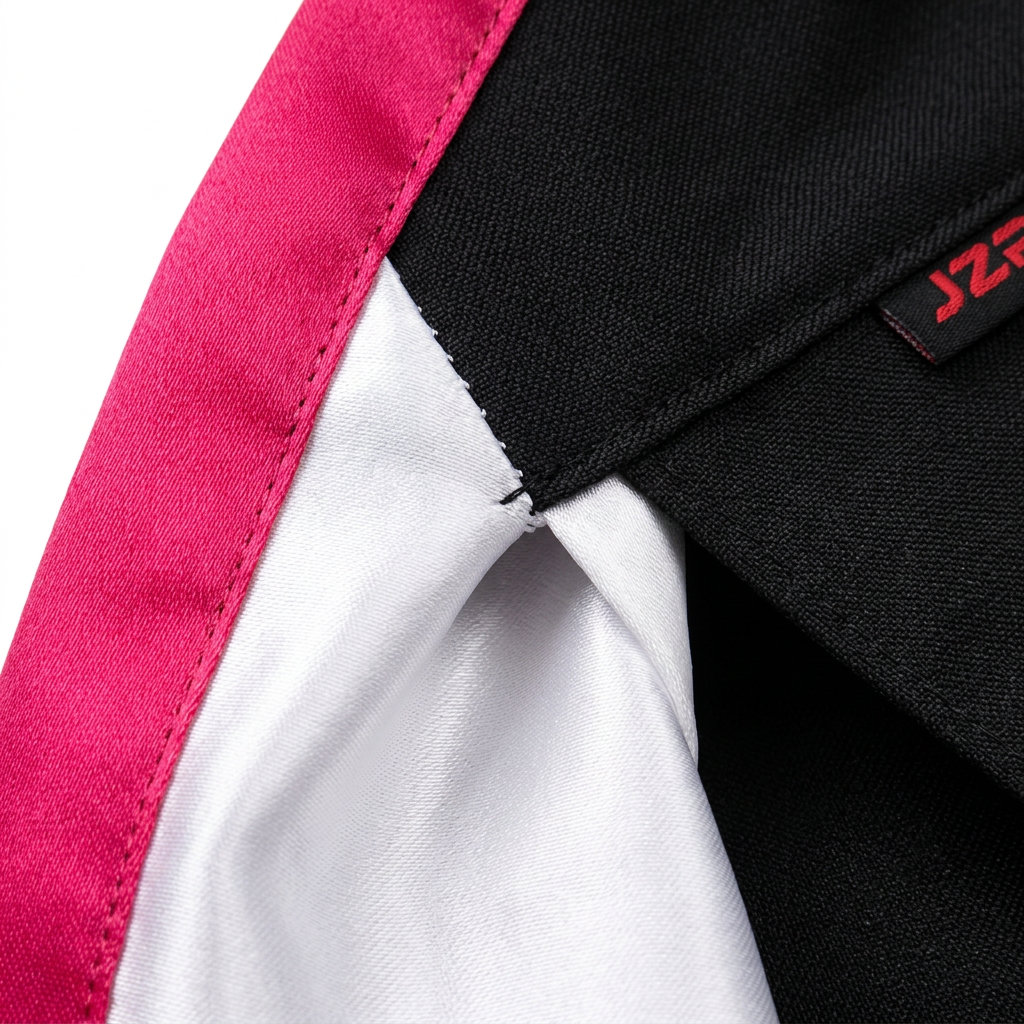 Durham University Master Regalia Cerise Rose Pink Ribbon and White Satin Craftsmanship Detail