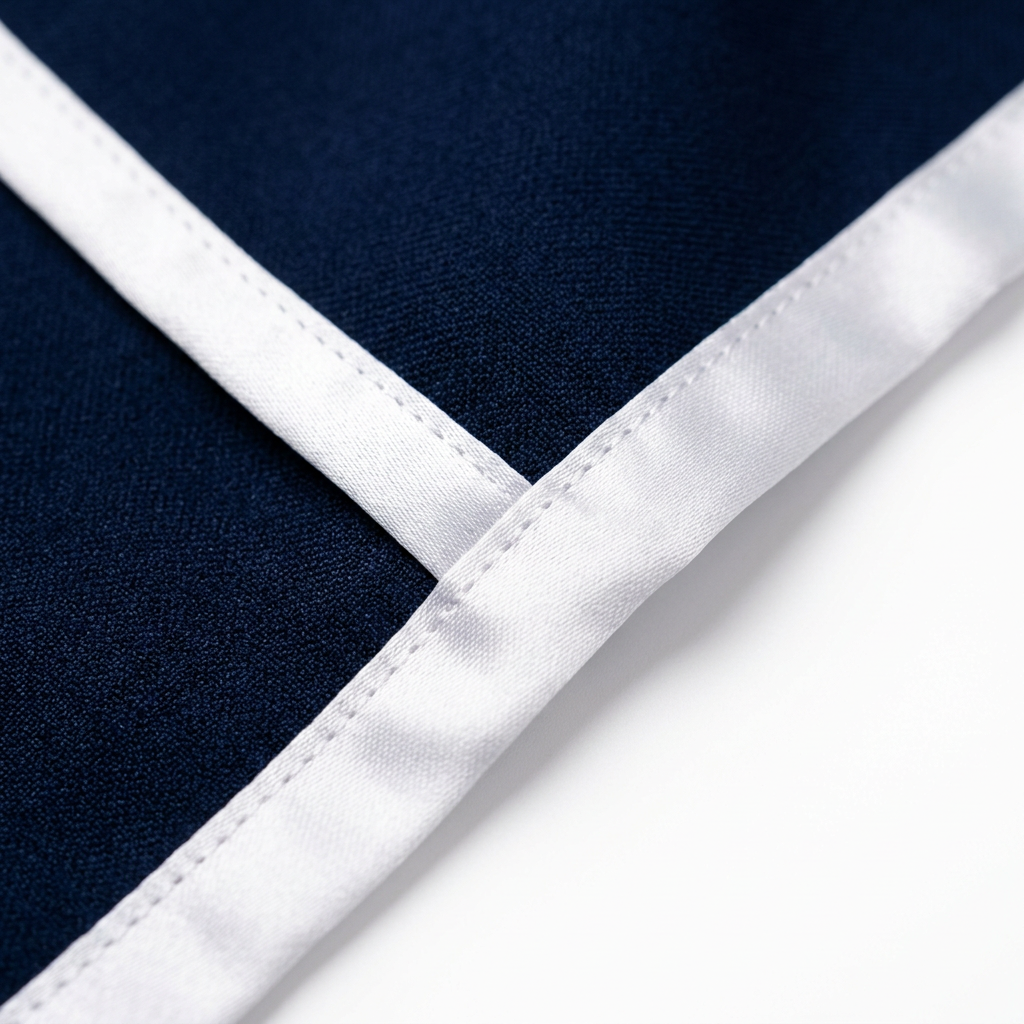 The University of Hong Kong HKU Master Regalia Pure White Satin Ribbon and Navy Fabric Craftsmanship Macro Detail