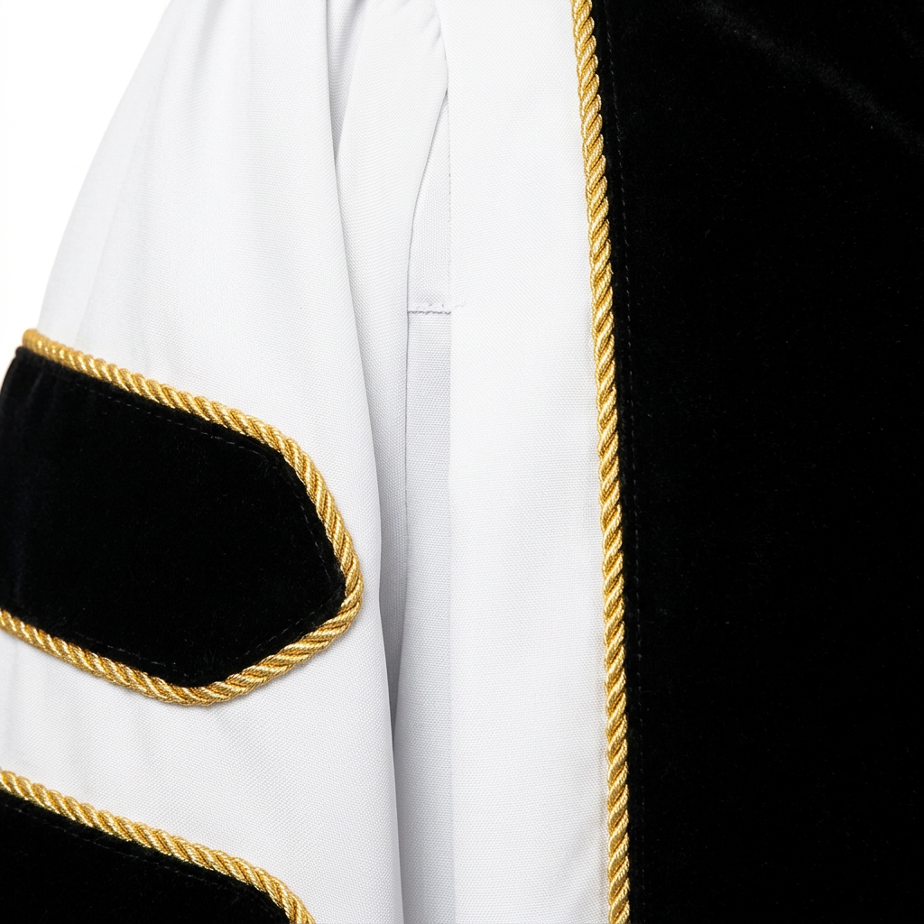 Pure White Fabric and Gold Piping Craftsmanship Detail